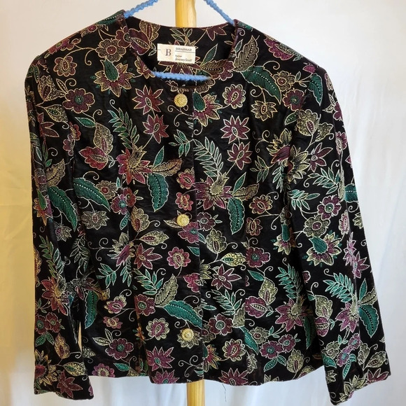 Vintage Braemar by Jeremy Scott Paisley  Velvet Jacket Size 12 - Picture 9 of 11